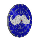 青おもしろい地（メタル）の白い口ひげ ダーツボード (正面左)