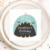 青おもしろい恐竜。キッズディノモンスターバースデー スタンダードカクテルナプキン