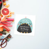 青おもしろい恐竜。キッズディノモンスターバースデー スタンダードカクテルナプキン