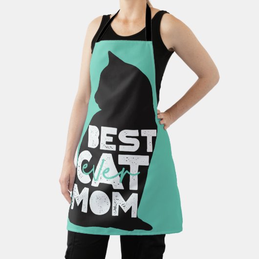 青おもしろい母の日の猫マ最高のマ エプロン (インサイチュ)