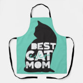 青おもしろい母の日の猫マ最高のマ エプロン (正面)
