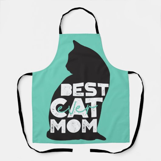 青おもしろい母の日の猫マ最高のマ エプロン (正面)