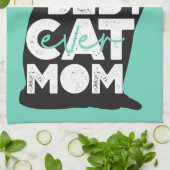 青おもしろい母の日の猫マ最高のマ キッチンタオル (折り畳み)