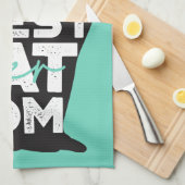 青おもしろい母の日の猫マ最高のマ キッチンタオル (四つ折り)