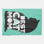 青おもしろい母の日の猫マ最高のマ キッチンタオル (横)