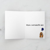 青おもしろい気球を保持するバセットハウンド カード (内部)