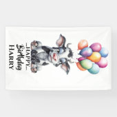 青おもしろい牛の旗 横断幕 (横)