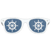 青おもしろい白の船航海の輪のパーティー レトロサングラス (正面)