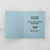 青おもしろい色の写真カスタム誕生日カードグループチーム カード (内部)