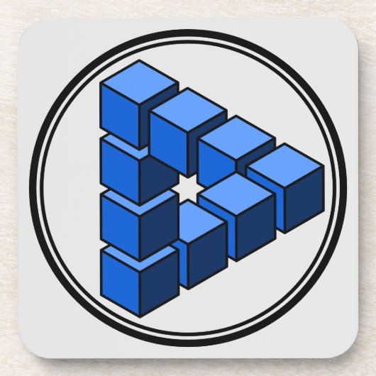 青おもしろい色の黒いグレー不可能な三角形ブロック コースター (正面)