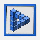 青おもしろい色の黒いグレー不可能な三角形ブロック マグネット (正面)