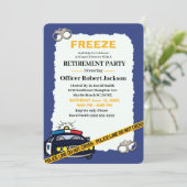 青おもしろい警察官リタイアパーティーインビタ 招待状 (スタンド正面)