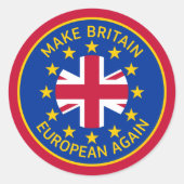 青おもしろい黄の赤い欧州連合のジャックロゴ ラウンドシール (正面)