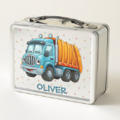 青おもしろい黄ダンプトラック メタルランチボックス (裏面)