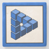 青おもしろい黒おもちゃブロック三角形ベクトルアート ストーンコースター (正面)