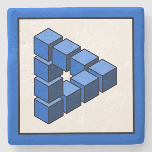 青おもしろい黒おもちゃブロック三角形ベクトルアート ストーンコースター (正面)
