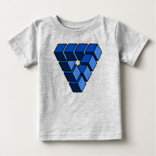 青おもしろい黒おもちゃブロック三角形ベクトルアート ベビーTシャツ