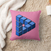 青おもしろい黒ピンク不可能三角形ブロック クッション (ブランケット)