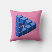 青おもしろい黒ピンク不可能三角形ブロック クッション (裏面)