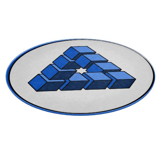 青おもしろい黒不可能三角形ブロック カッティングボード (角)