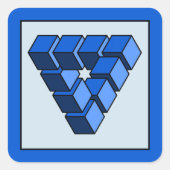 青おもしろい黒不可能三角形ブロック スクエアシール (正面)