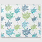 青およびアオウミガメ ラッピングペーパー (フラット)