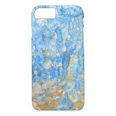 青およびイエロー・ゴールドの水彩画のiPhone 7の場合 Case-Mate iPhoneケース (裏面)