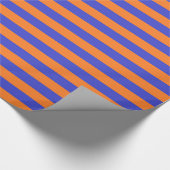 青およびオレンジは縞で飾ります ラッピングペーパー (角)