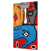 青およびオレンジクリップボードの顔そして手 クリップボード (左)