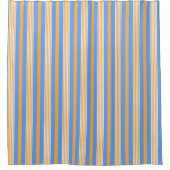 青およびオレンジストライプのなシャワー・カーテン シャワーカーテン (正面)