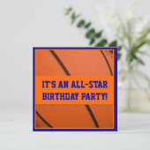 青およびオレンジバスケットボールの誕生会 招待状 (スタンド正面)