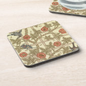 青およびオレンジ格子垣の壁紙のデザイン1864年 コースター (左側)