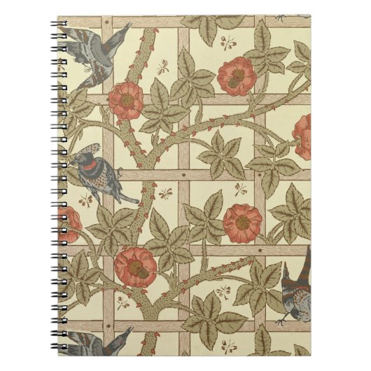 青およびオレンジ格子垣の壁紙のデザイン1864年 ノートブック (正面)