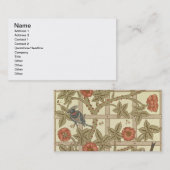 青およびオレンジ格子垣の壁紙のデザイン1864年 名刺 (正面/裏面)