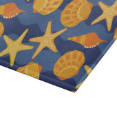 青およびオレンジ貝殻パターン カッティングボード (角)