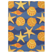 青およびオレンジ貝殻パターン クリップボード (裏面)