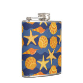 青およびオレンジ貝殻パターン フラスク (右)