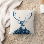 青およびクリームの(雄ジカの)枝角を搭載する素朴な人の木びき台 クッション (ブランケット)