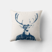 青およびクリームの(雄ジカの)枝角を搭載する素朴な人の木びき台 クッション (裏面)