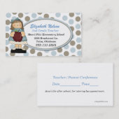 青およびタンの水玉模様の先生の名刺 名刺 (正面/裏面)