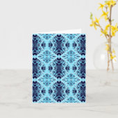 青およびターコイズのレース、メッセージカード カード (黄色い花)