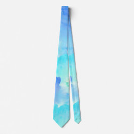 青およびターコイズの水彩画の一見の首のタイ ネクタイ