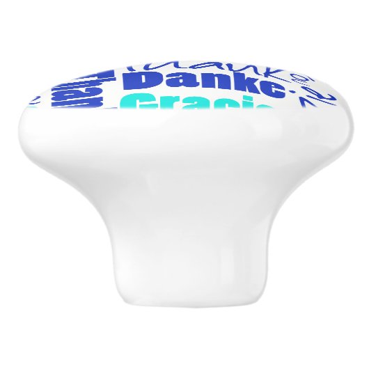 青およびターコイズは単語の雲感謝していしています セラミックノブ (側面)