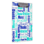 青およびターコイズは""単語の雲のテンプレート感謝していしています クリップボード (右)