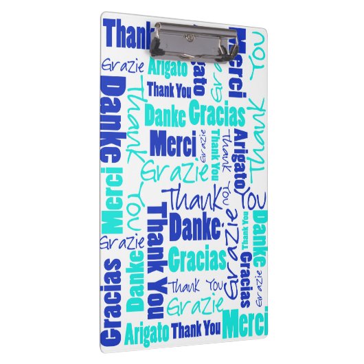 青およびターコイズは""単語の雲のテンプレート感謝していしています クリップボード (右)