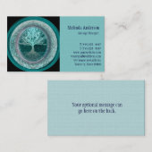 青およびティール（緑がかった色）の生命の樹 名刺 (正面/裏面)