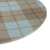 青およびブラウンのバイアス格子縞 カッティングボード (角)