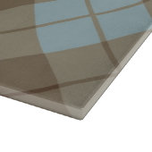 青およびブラウンのバイアス格子縞 カッティングボード (角)