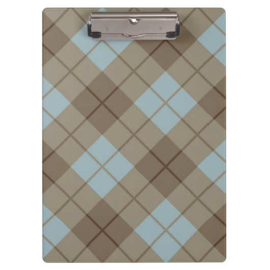 青およびブラウンのバイアス格子縞 クリップボード (正面)