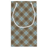 青およびブラウンのバイアス格子縞 スモールペーパーバッグ (裏面)